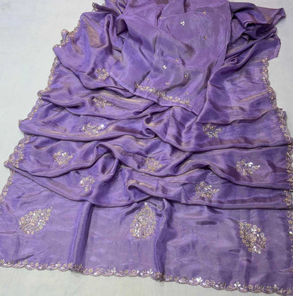 Tissue Silk Rin152 Nsd79 Sarees  Tissue Silk Cutwork Mirror Work Zari Sarees