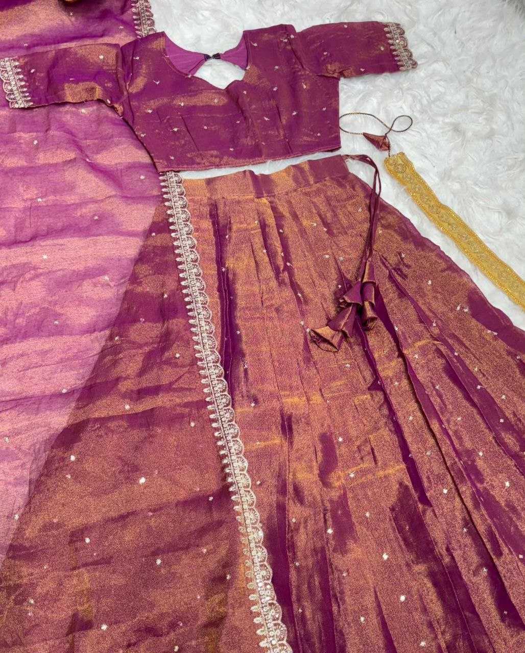 Tissue Silk Rin197 Rrf04 Lehengas  Fancy Silk Embroidered Lehengas