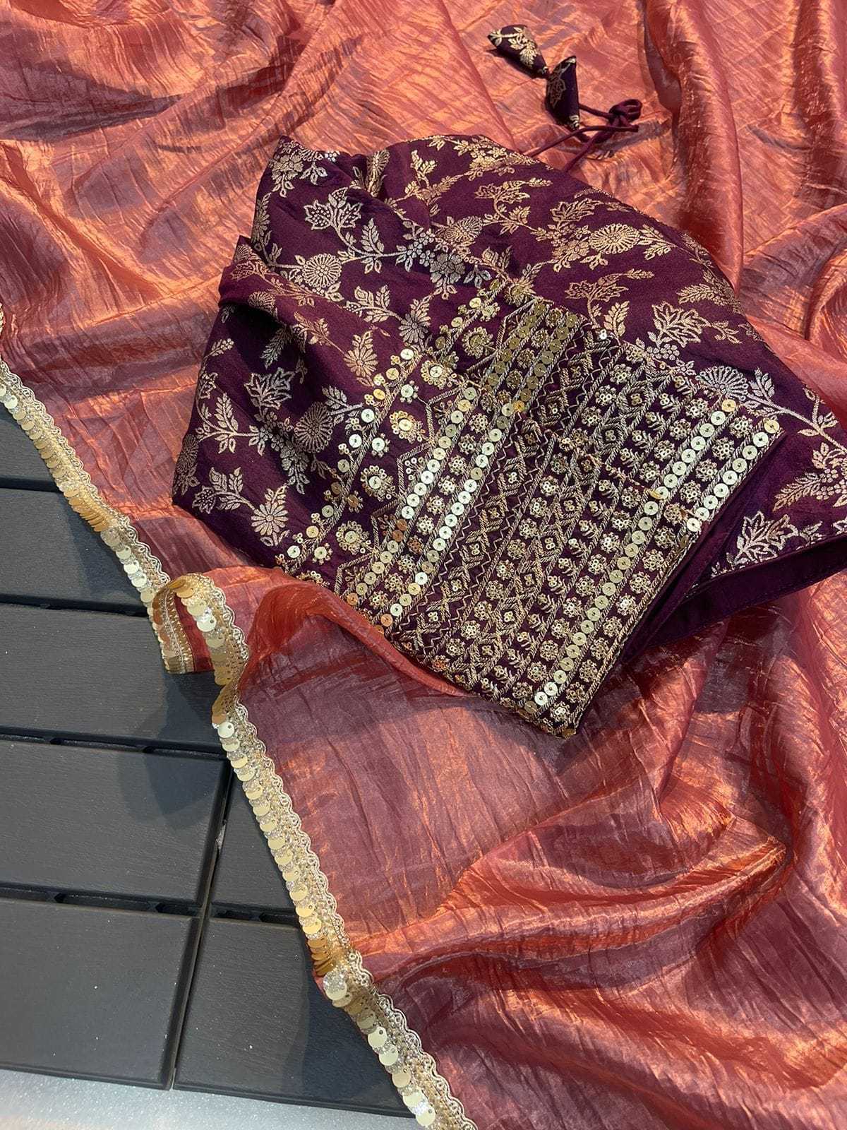 Tissue Silk Rjk Designer Sarees  Tissue Silk Plain Solid  Sarees E