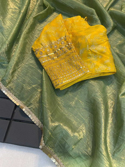 Tissue Silk Rjk Designer Sarees  Tissue Silk Plain Solid  Sarees E