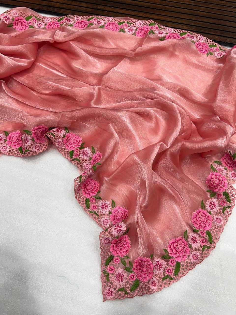 Tissue Silk Rnnc 21 Sarees  Fancy Tissue Silk Lace Border Sarees