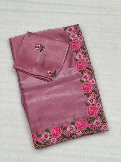 Tissue Silk Rnnc 21 Sarees  Fancy Tissue Silk Lace Border Sarees