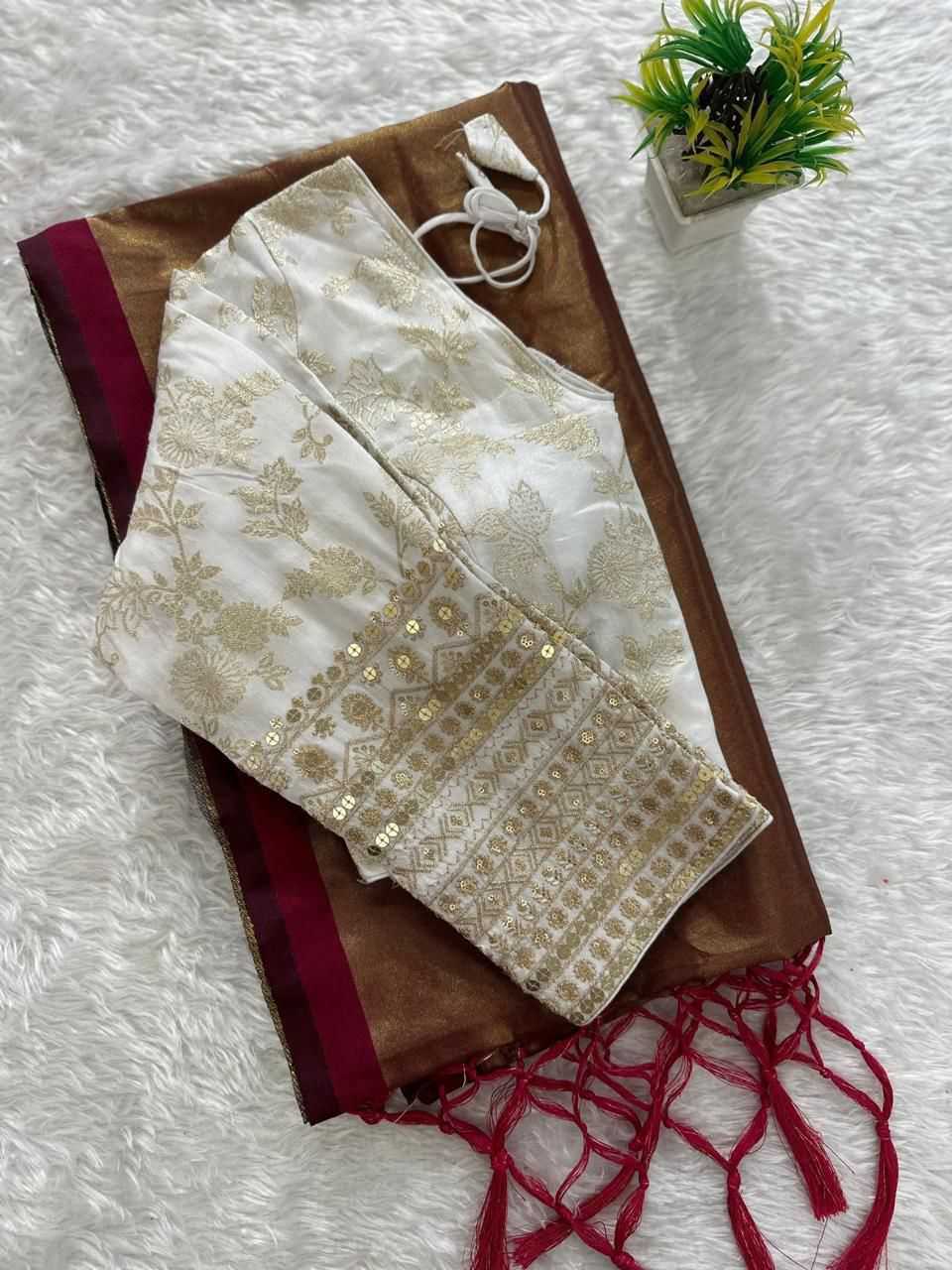 Tissue Silk Rsf 651-B Silk Sarees  Tissue Silk Plain Solid Sarees