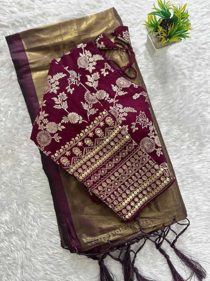 Tissue Silk Rsf 651-B Silk Sarees  Tissue Silk Plain Solid Sarees