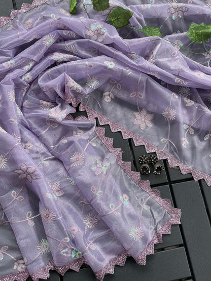 Tissue Silk Rvv 11 Sarees  Fancy Tissue Silk Cutwork Sarees