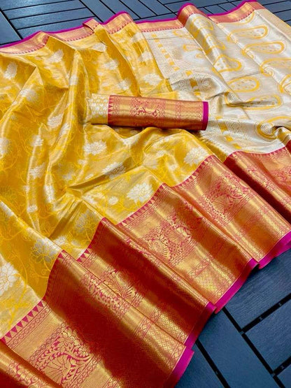 Tissue Silk Rvv 22 Silk Sarees  Printed Tissue Silk Zari Border Sarees