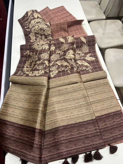 Tussar Silk Kesh101 Ant79 Sarees  Printed Ladies Sarees