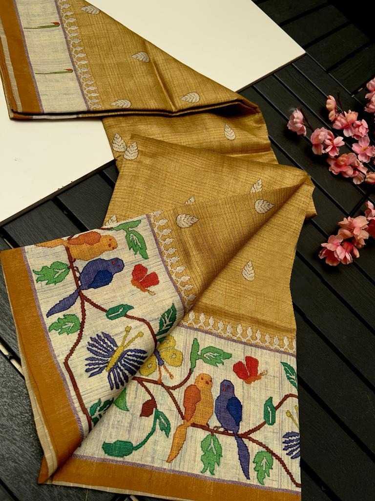 Tussar Silk Ant Premium Silk Sarees  Paithani Soft Silk Tussar Silk Sarees E