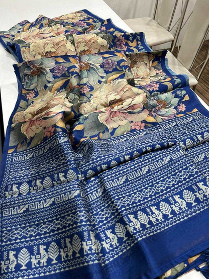 Tussar Silk Ant Semi Saree  Printed,Ladies,Fancy Saree