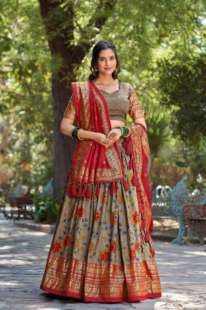 Tussar Silk Kesh134 1204 Lehengas  Silk Printed Kalamkari Lehengas