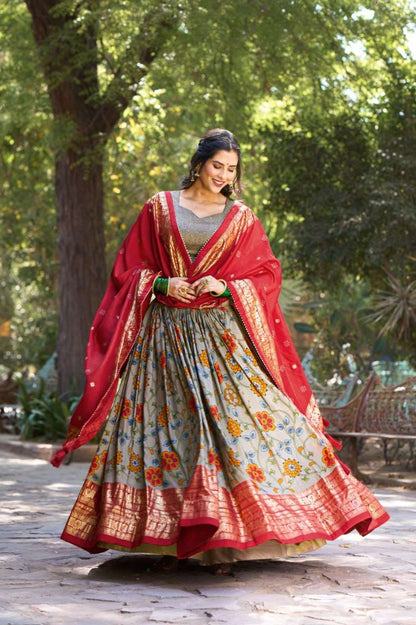 Tussar Silk Kesh134 1204 Lehengas  Silk Printed Kalamkari Lehengas