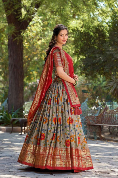 Tussar Silk Kesh134 1204 Lehengas  Silk Printed Kalamkari Lehengas