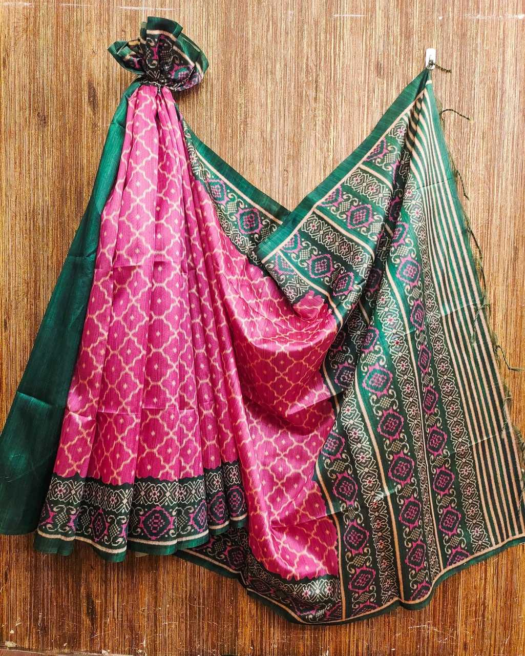 Tussar Silk Kesh165 Butti 3 Silk Sarees  Soft Silk Tussar Silk Ikat Printed Silk Sarees