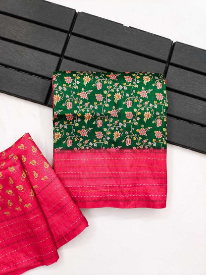 Tussar Silk Kesh165 Karuna Silk Sarees  Tussar Silk Soft Silk Printed Silk Sarees