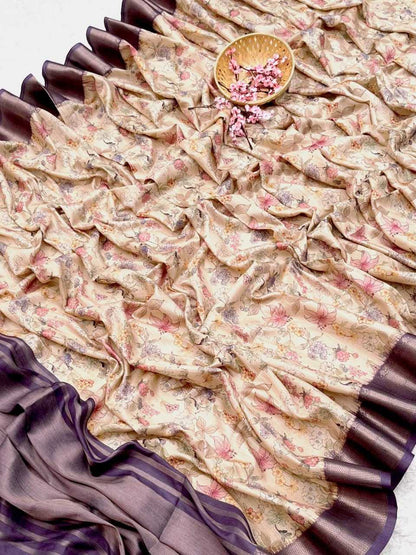 Tussar Silk Kesh165 Rbn08 Silk Sarees  Tussar Silk Traditional Silk Printed Silk Zari Border Sarees