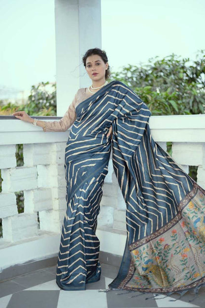 Tussar Silk Kesh165 Rbn17 Silk Sarees  Soft Silk Tussar Silk Printed Silk Sarees