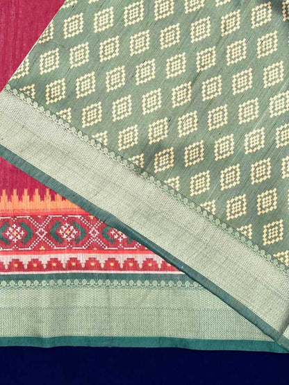 Tussar Silk Kesh165 Rbn18 Silk Sarees  Soft Silk Tussar Silk Traditional Silk Patola Ikkat Silk Sarees