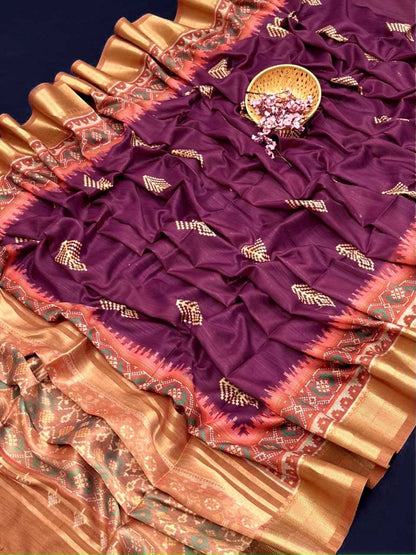 Tussar Silk Kesh165 Rbn18 Silk Sarees  Soft Silk Tussar Silk Traditional Silk Patola Ikkat Silk Sarees