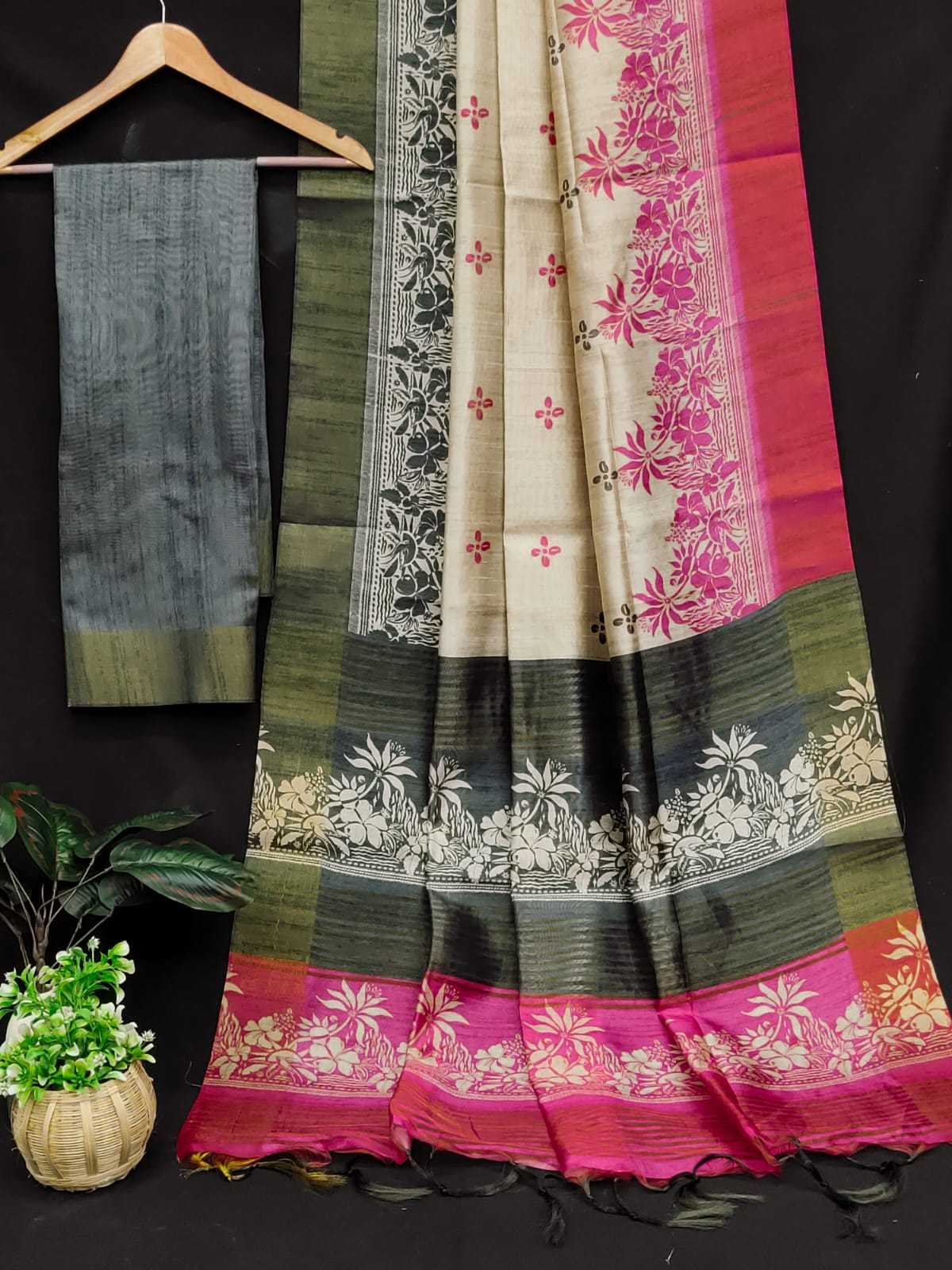 Tussar Silk Kesh166 Rws05 Silk Sarees  Soft Silk Tussar Silk Printed Silk Sarees