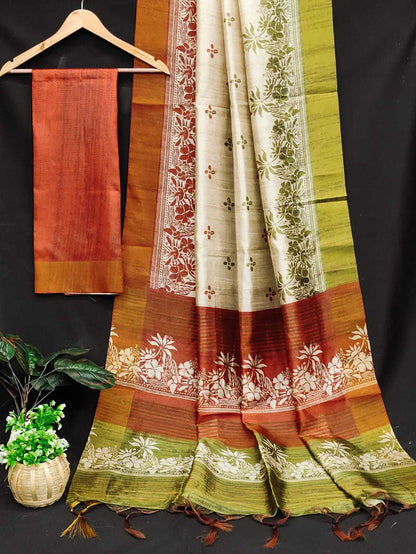 Tussar Silk Kesh166 Rws05 Silk Sarees  Soft Silk Tussar Silk Printed Silk Sarees