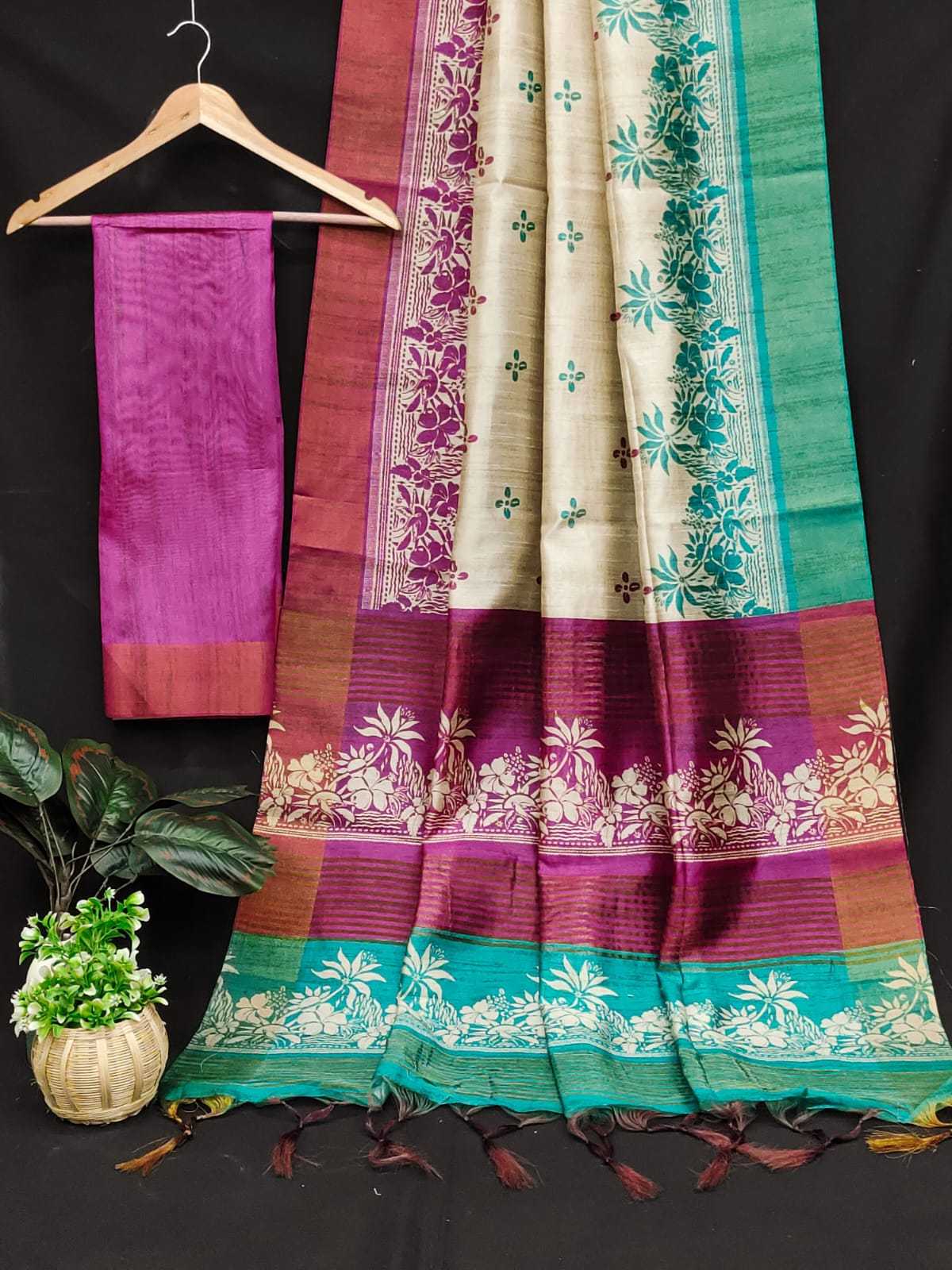 Tussar Silk Kesh166 Rws05 Silk Sarees  Soft Silk Tussar Silk Printed Silk Sarees