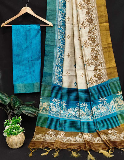 Tussar Silk Kesh166 Rws05 Silk Sarees  Soft Silk Tussar Silk Printed Silk Sarees