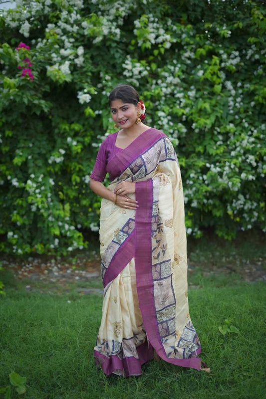 Tussar Silk Kesh166 Virita Silk Sarees  Soft Silk Tussar Silk Printed Silk Sarees