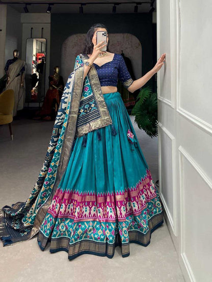 Tussar Silk Kesh187 Ghummar Lehengas  Traditional Silk Printed Lehengas