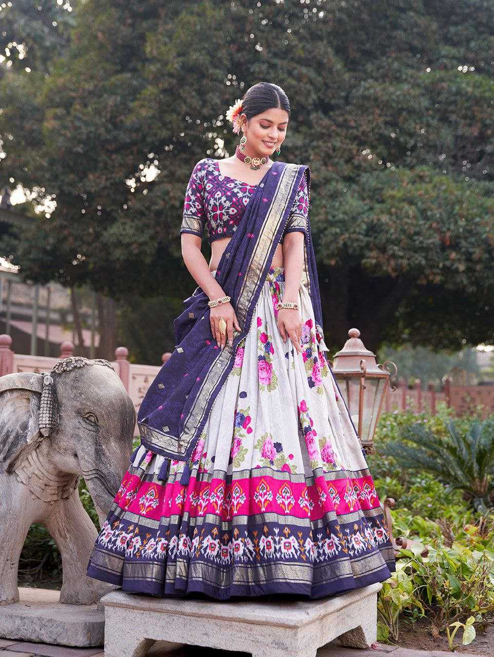 Tussar Silk Kesh187 Gulab Lehengas  Traditional Silk Printed Lehengas