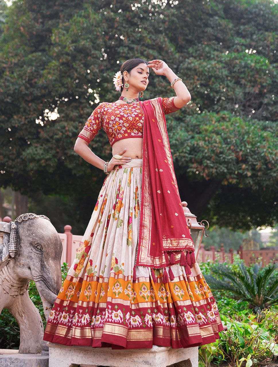 Tussar Silk Kesh187 Gulab Lehengas  Traditional Silk Printed Lehengas