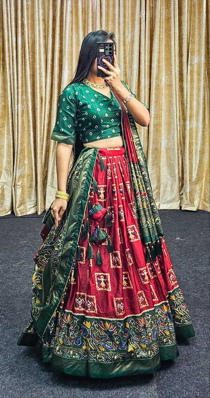 Tussar Silk Kesh187 Mor Lehengas Silk Printed Lehengas