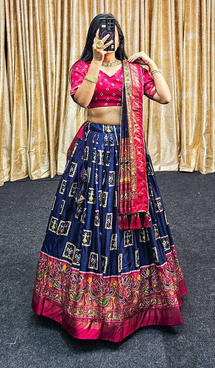 Tussar Silk Kesh187 Mor Lehengas Silk Printed Lehengas