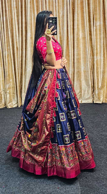 Tussar Silk Kesh187 Mor Lehengas Silk Printed Lehengas