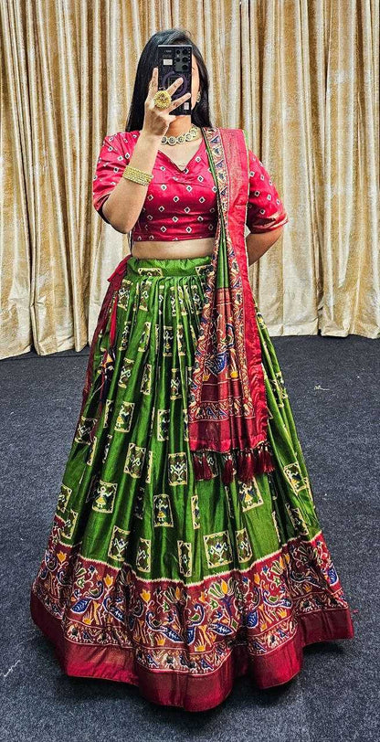 Tussar Silk Kesh187 Mor Lehengas Silk Printed Lehengas