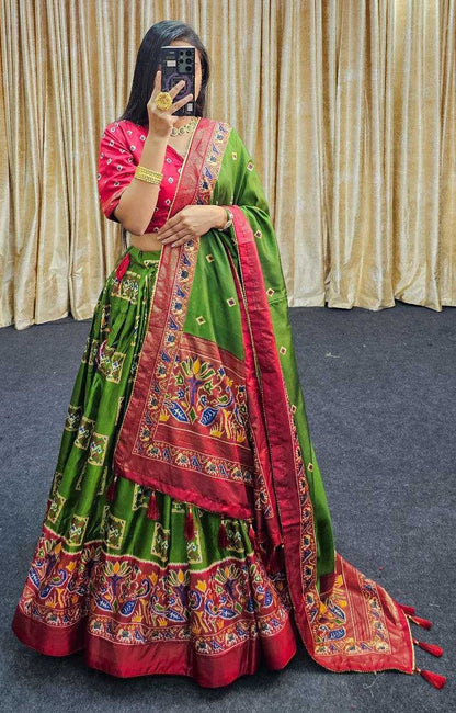 Tussar Silk Kesh187 Mor Lehengas Silk Printed Lehengas