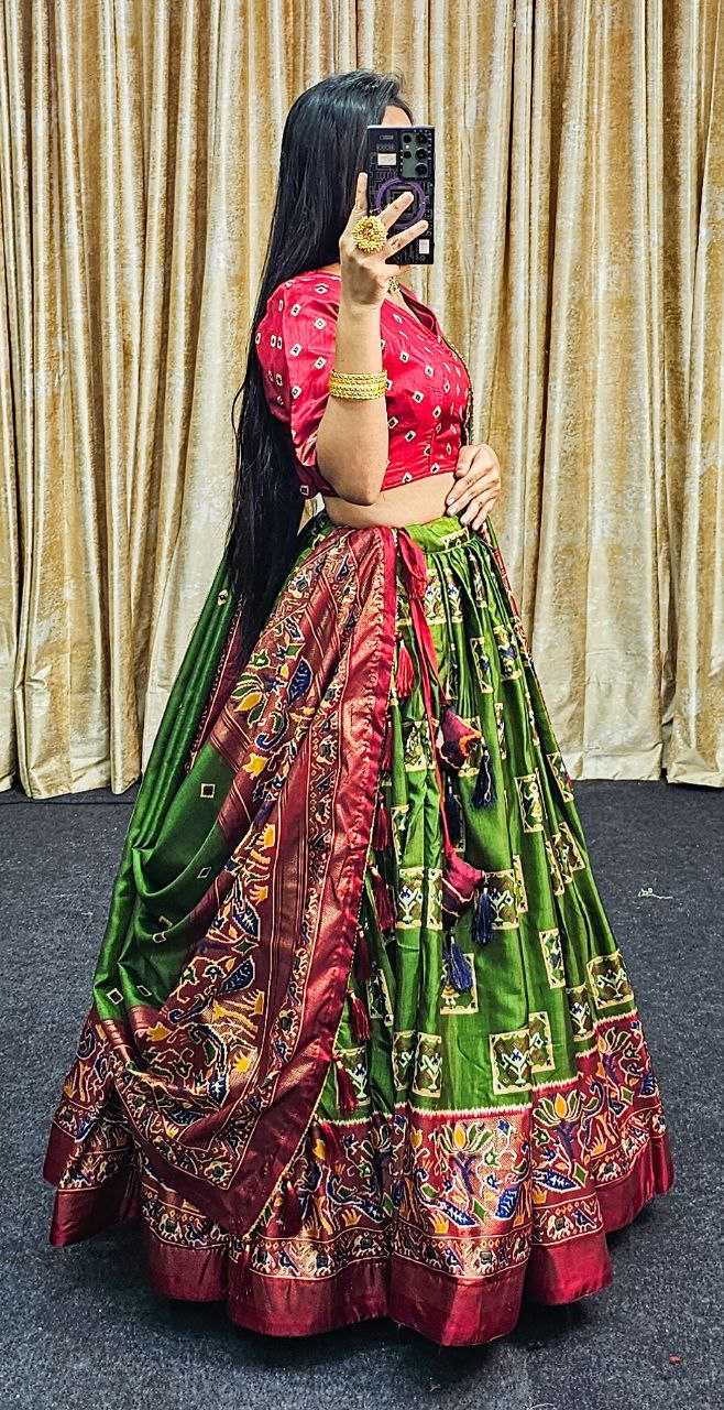 Tussar Silk Kesh187 Mor Lehengas Silk Printed Lehengas