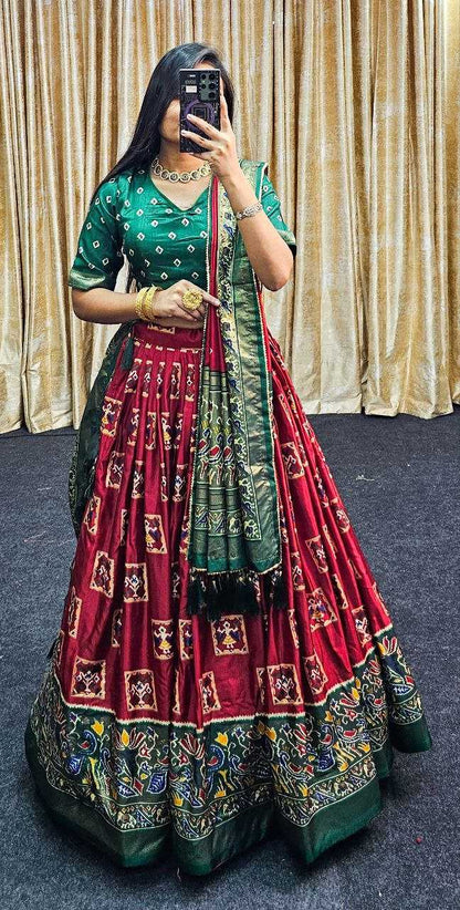 Tussar Silk Kesh187 Mor Lehengas Silk Printed Lehengas