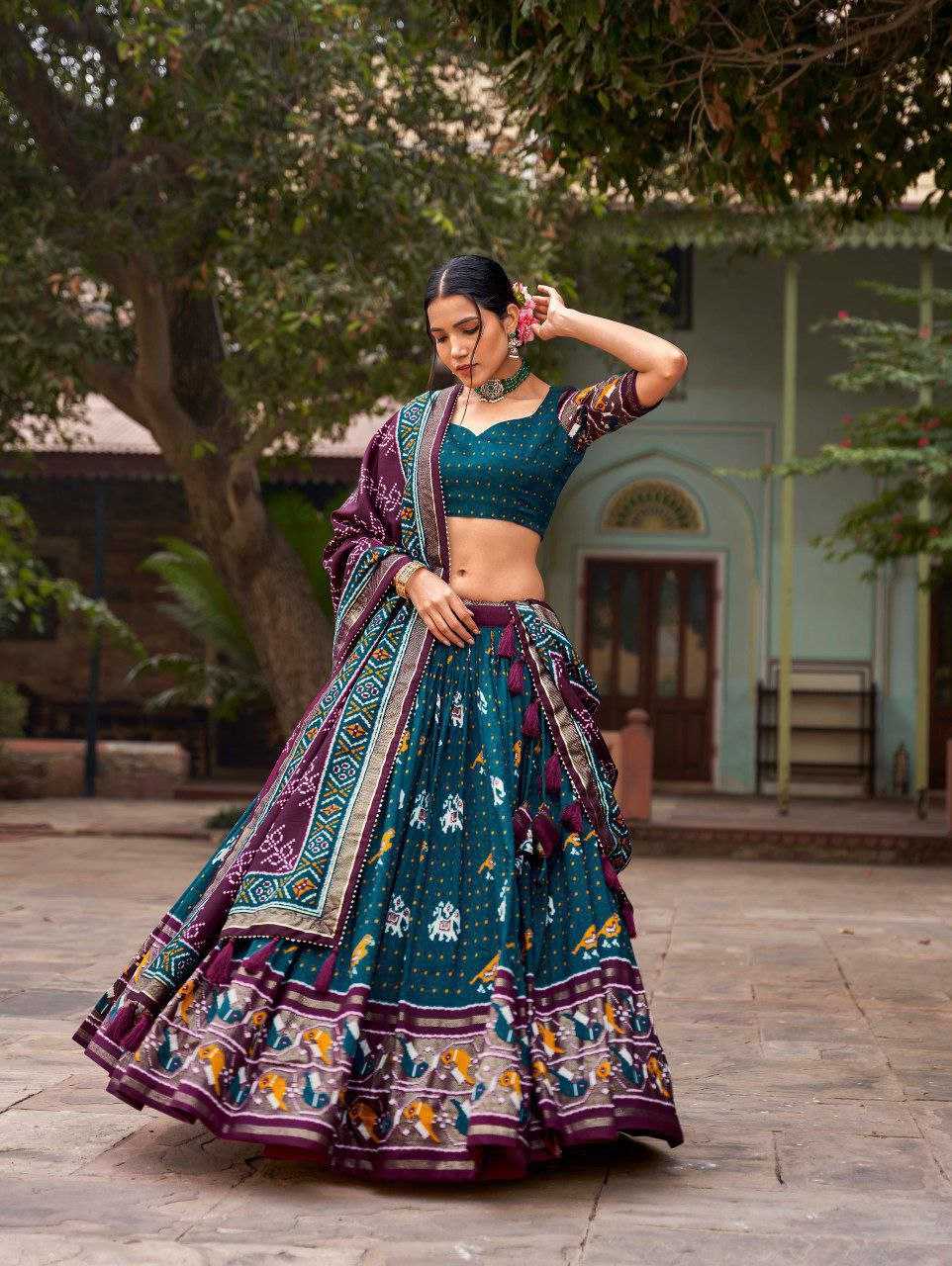 Tussar Silk Kesh187 Panchi Lehengas  Silk Printed Traditional Lehengas