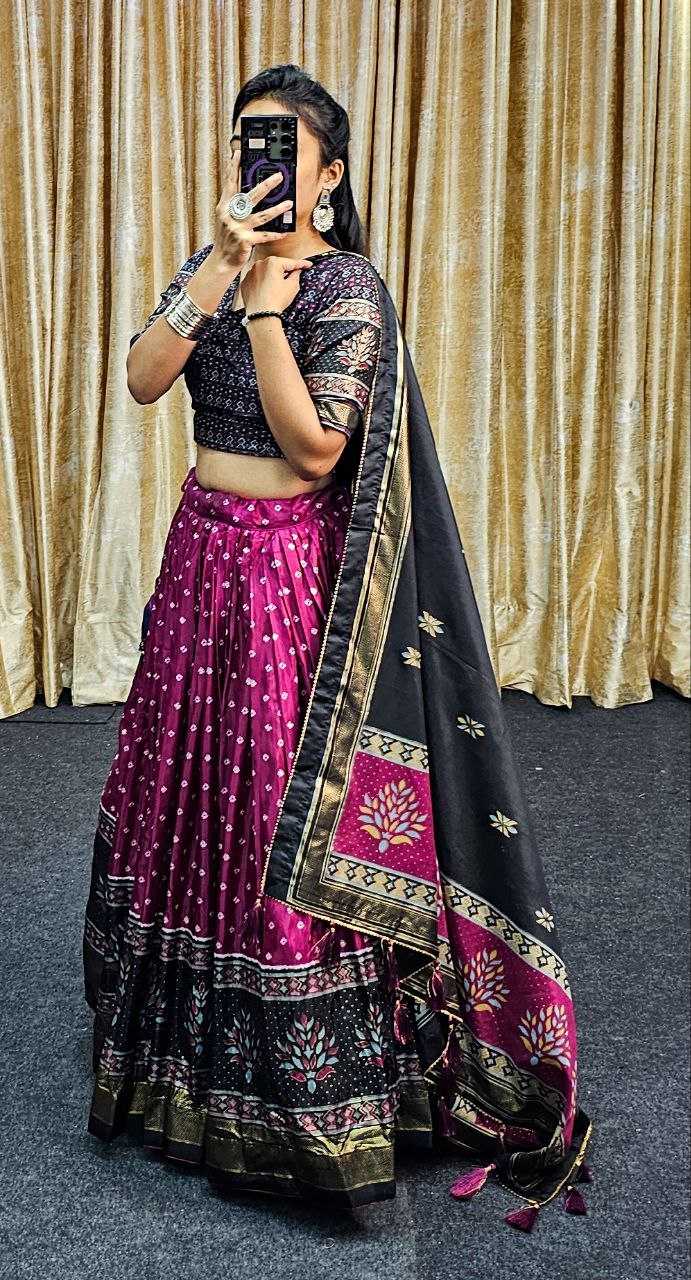 Tussar Silk Kesh187 Tree Bandhni Lehengas  Silk Printed Lehengas