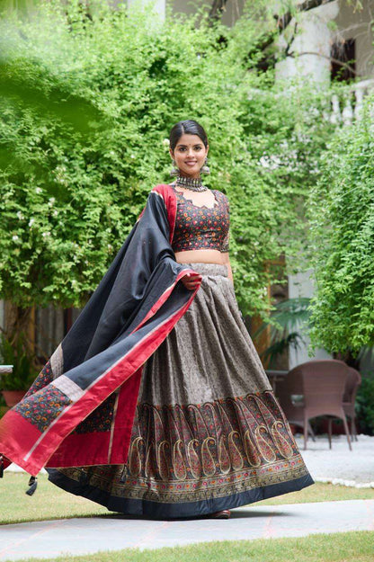 Tussar Silk Ksb Mengo Lehengas  Traditional Printed Lehengas