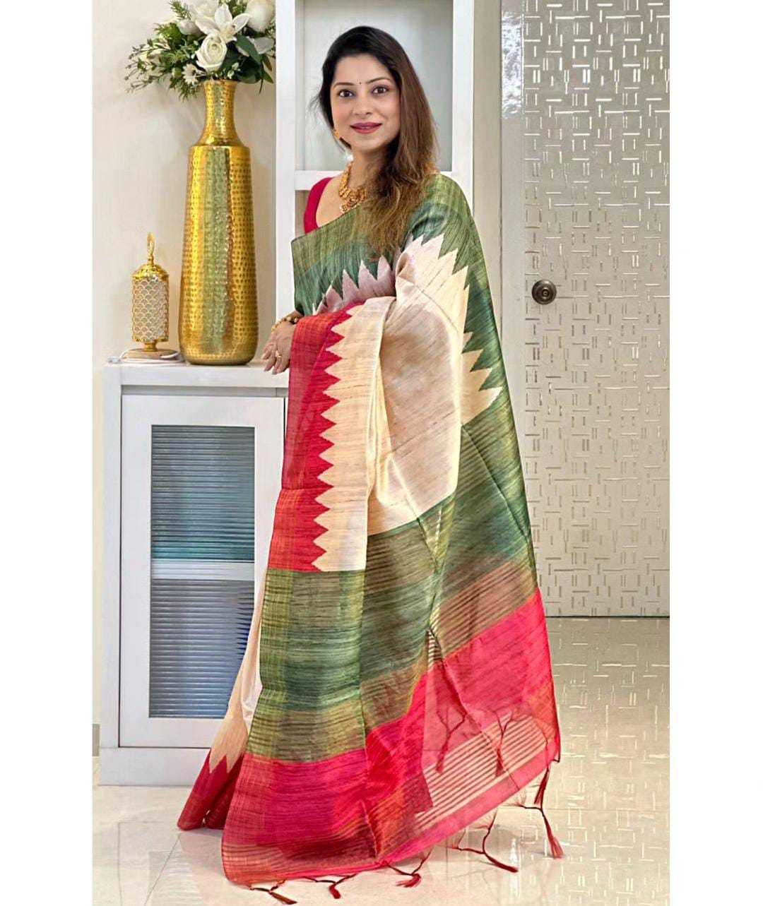 Tussar Silk Mkd 100 Silk Sarees  Soft Silk Tussar Silk Traditional Sarees