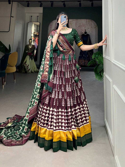 Tussar Silk Rin145 1200 Lehnegas  Fancy Traditional Printed Lehenga