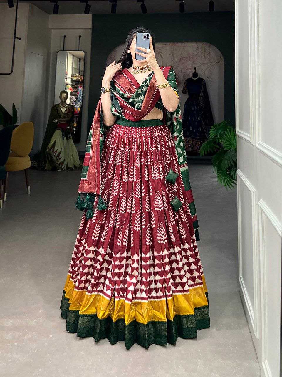 Tussar Silk Rin145 1200 Lehnegas  Fancy Traditional Printed Lehenga