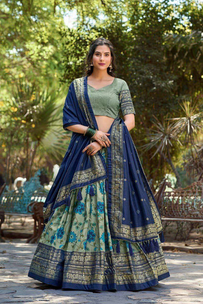 Tussar Silk Rin145 1204 Lehnegas  Fancy Traditional Printed Lehenga