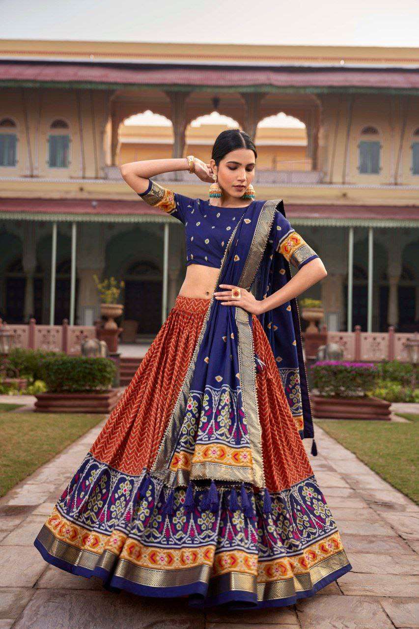 Tussar Silk Rin145 1205 Lehengas  Navratri Chaniya Choli Traditional Printed Lehengas E