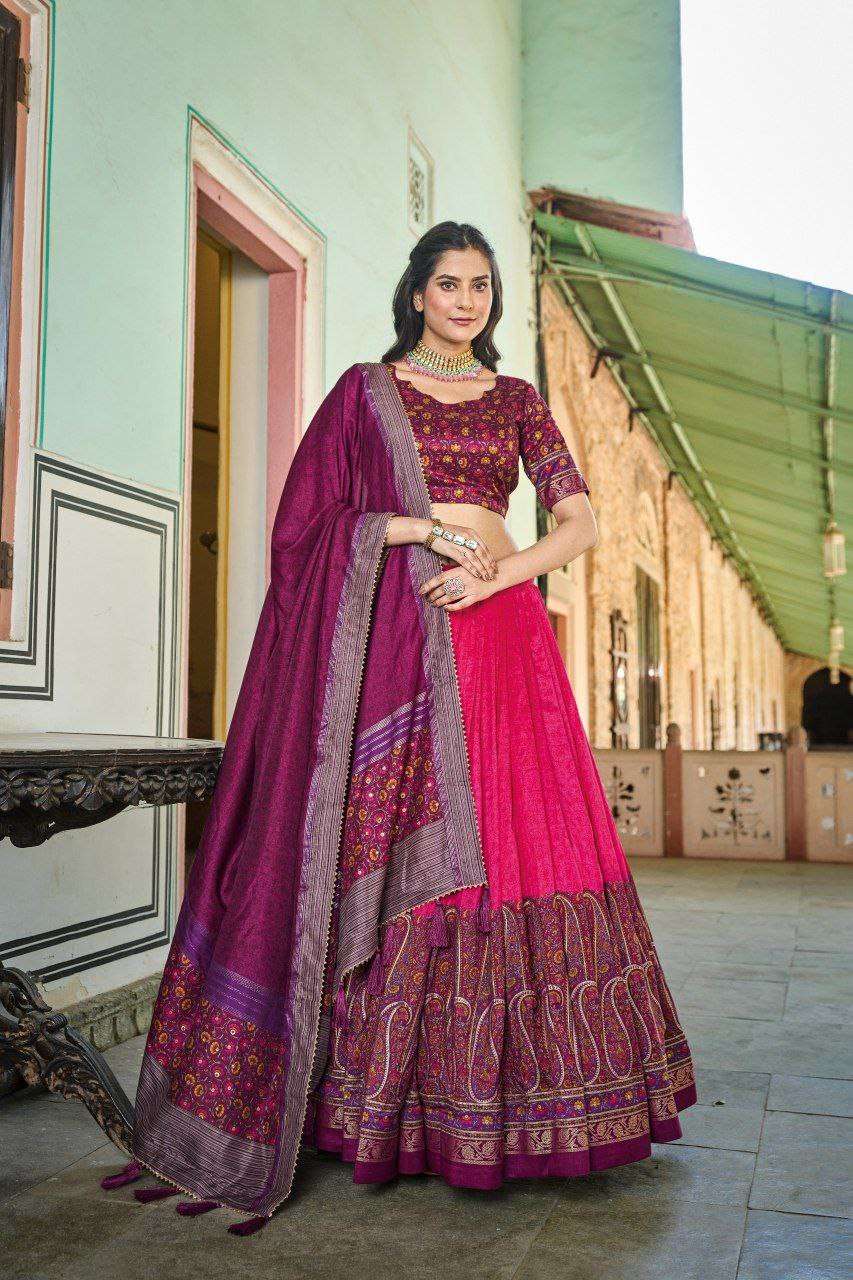 Tussar Silk Rin145 1207 Lehengas  Traditional Navratri Chaniya Choli Printed Lehengas E