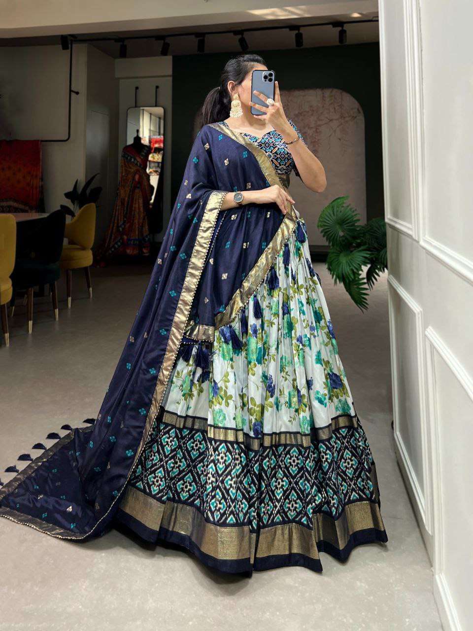 Tussar Silk Rin145 1219 Lehengas  Traditional Printed Lehengas