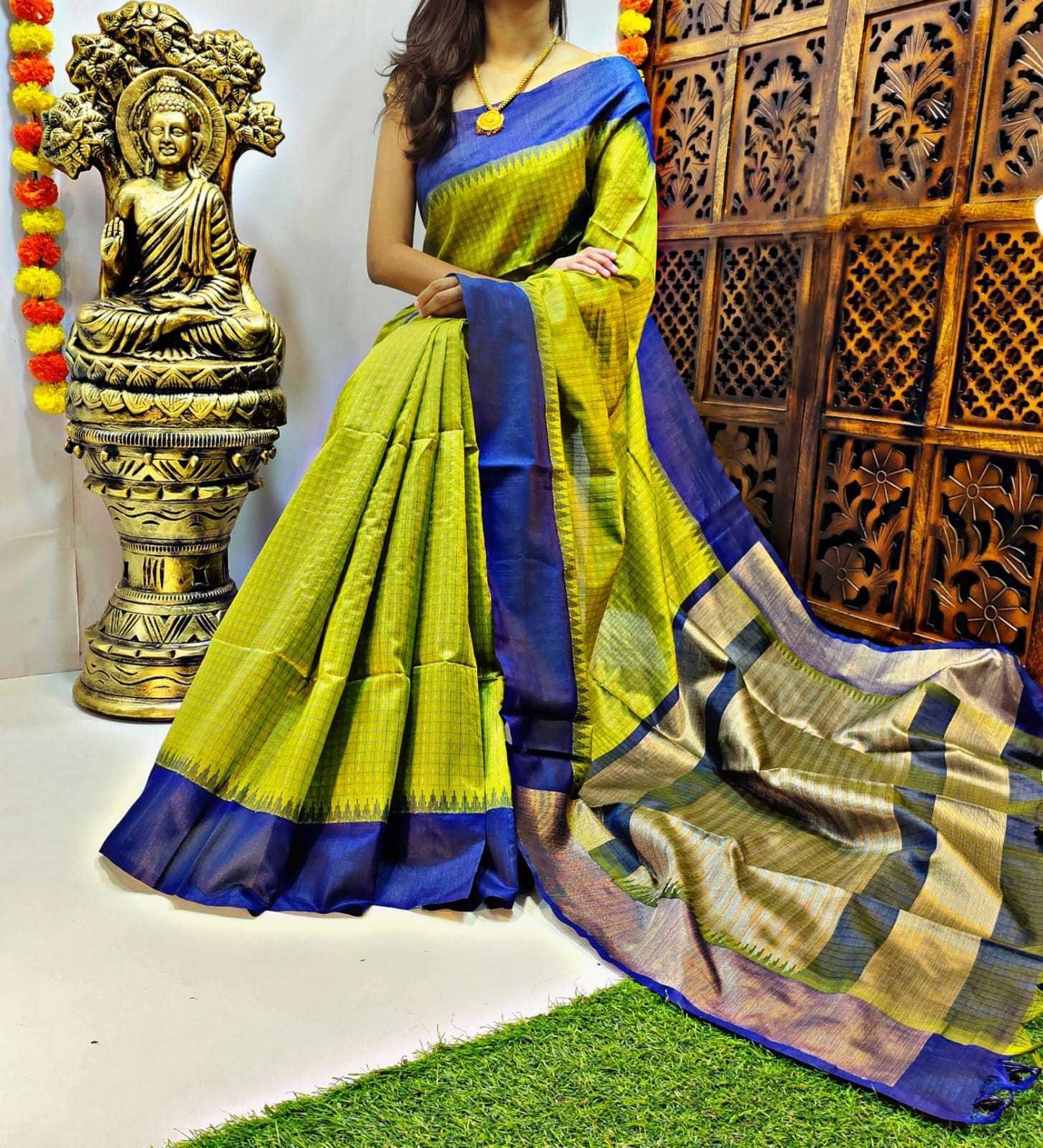 Tussar Silk Rbn Bomkari  Sarees