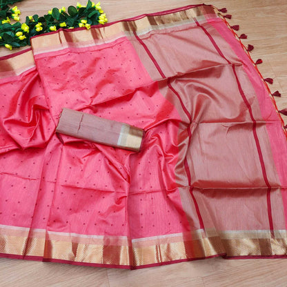 Tussar Silk Rbn Semi  Sarees