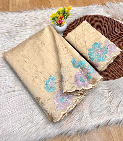 Tussar Silk Rin104 Ape86 Silk Sarees  Soft Silk Tussar Silk Traditional Silk Embroidered Silk Sarees